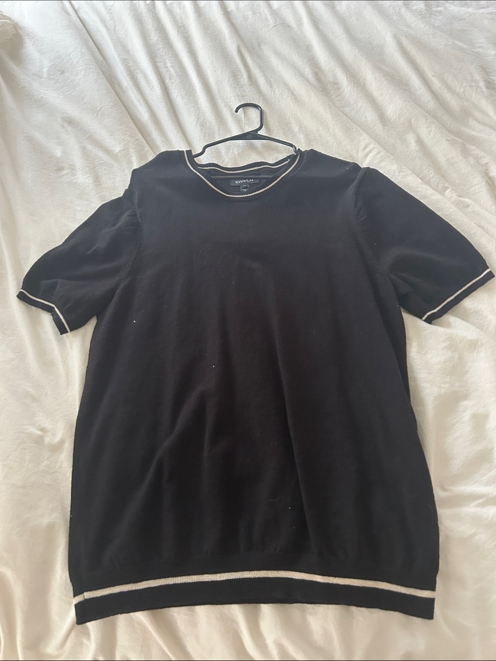 RW&CO. Black Short Sleeve Knit Shirt with White Trim